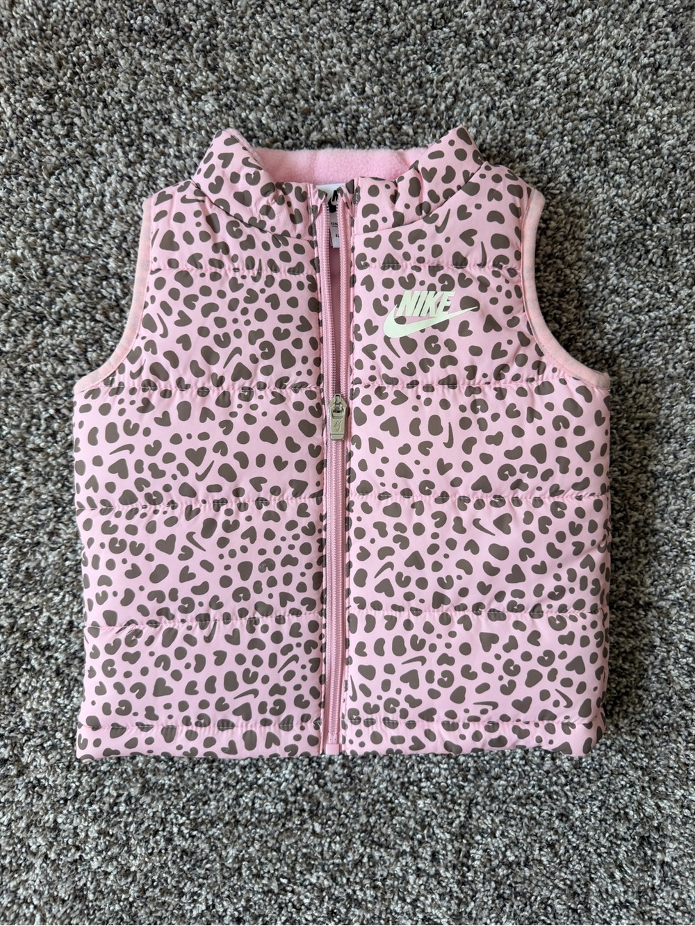 Nike Pink Leopard Print Kids Puffer Vest